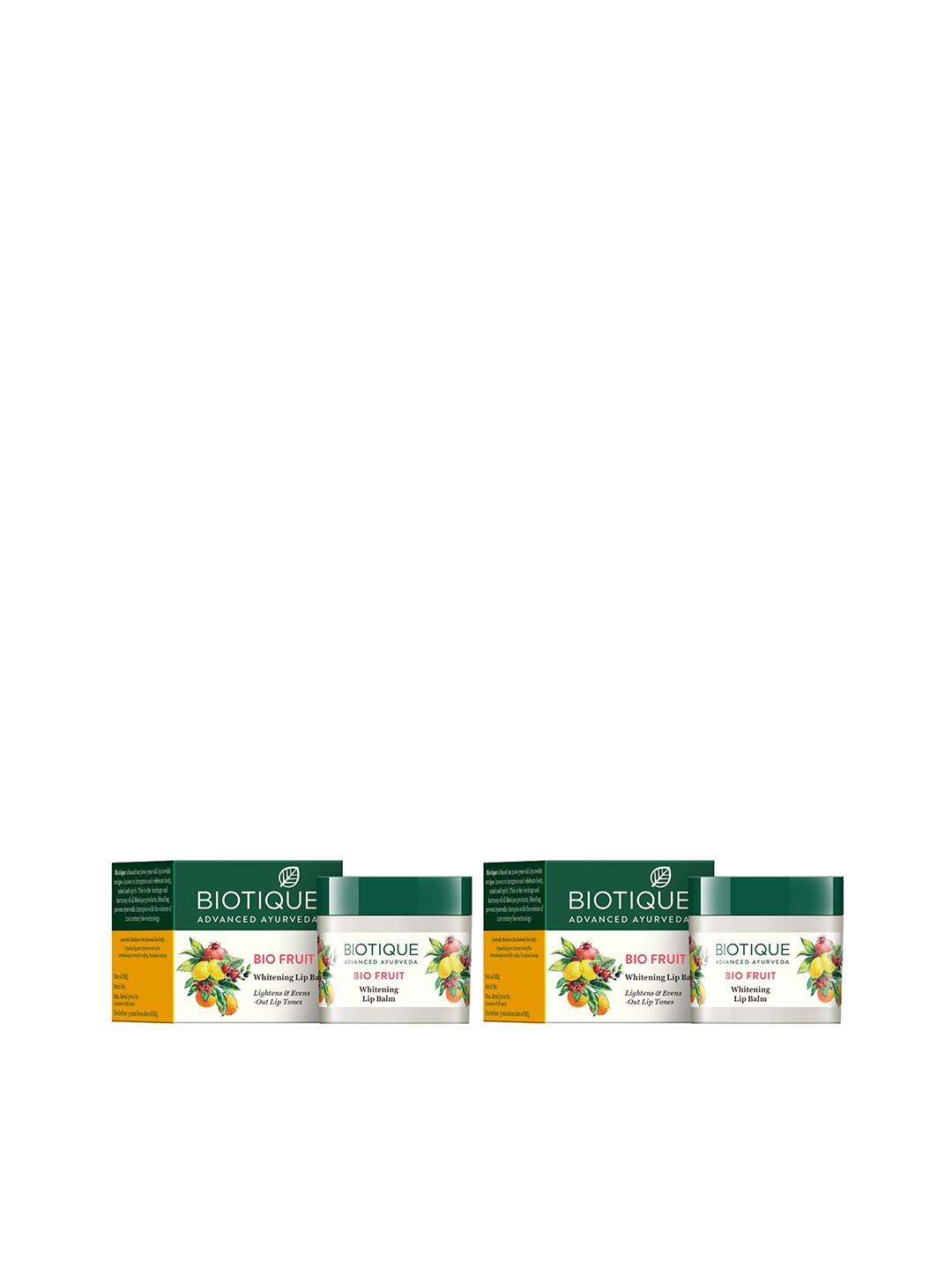 

Biotique Set of 2 Fruit Brightening Lip Balm - 12 g each, White