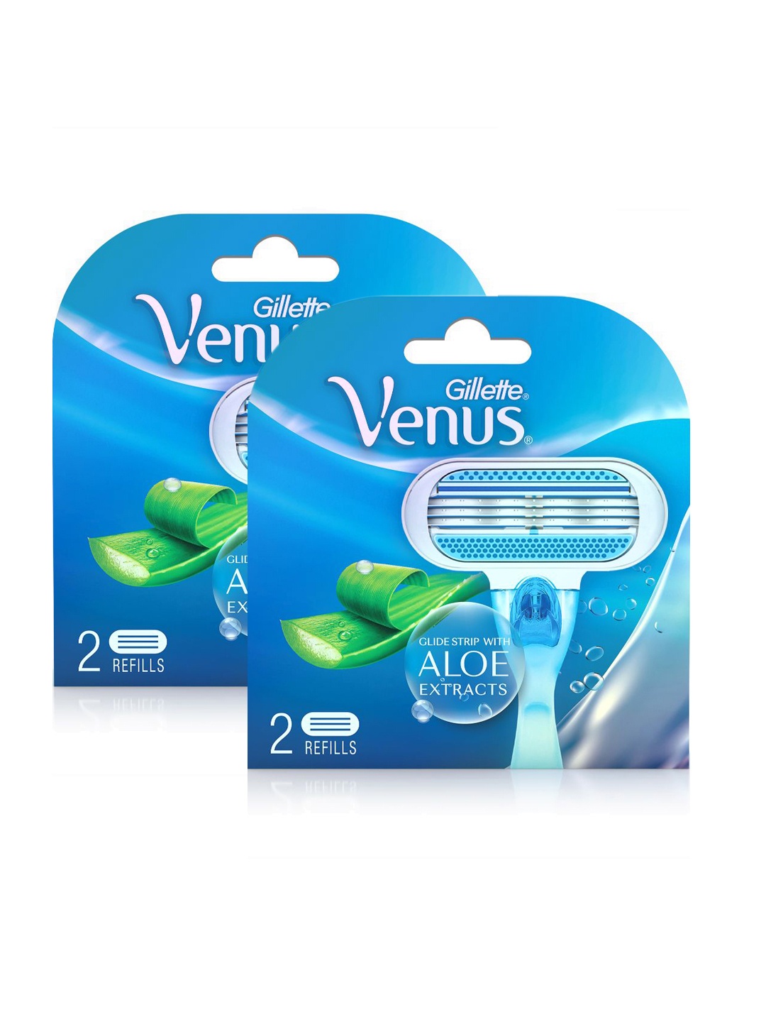 

Gillette Women Set of 2 Venus Cartridges with Aloe Extracts - 2 Refills Each, Blue