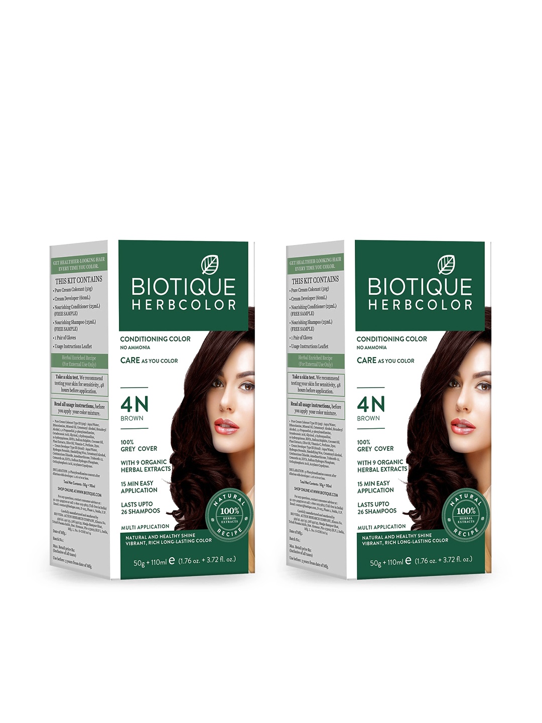 

Biotique Set of 2 Hair Conditioning Herbcolor - Brown 4N