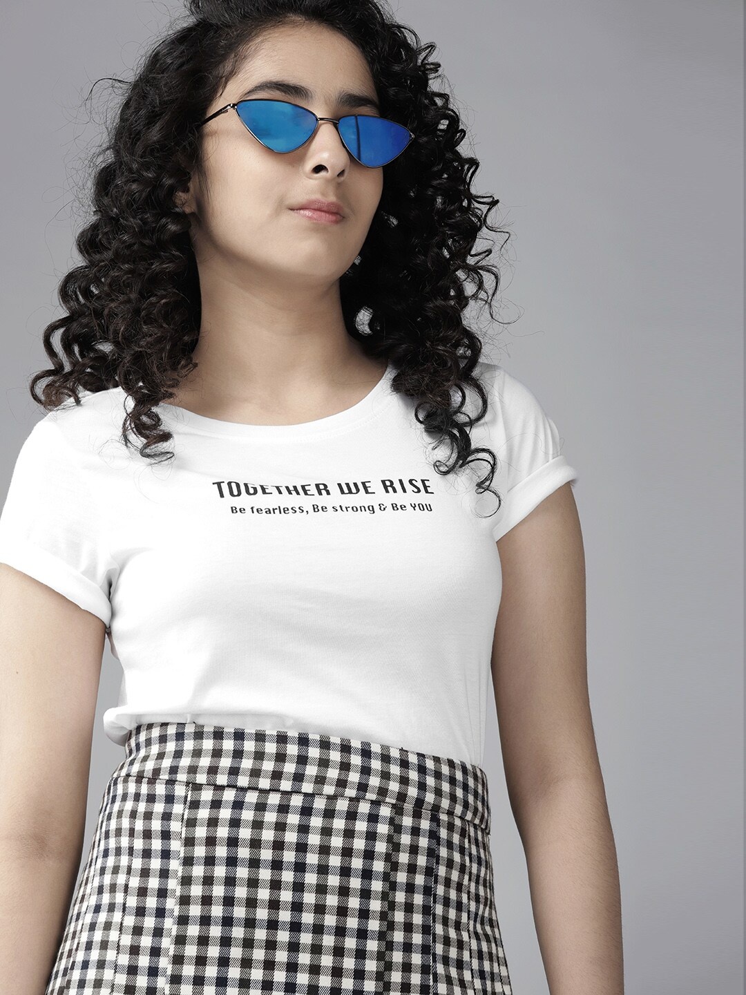 

UTH by Roadster Girls White & Black Typography Printed Cotton T-shirt