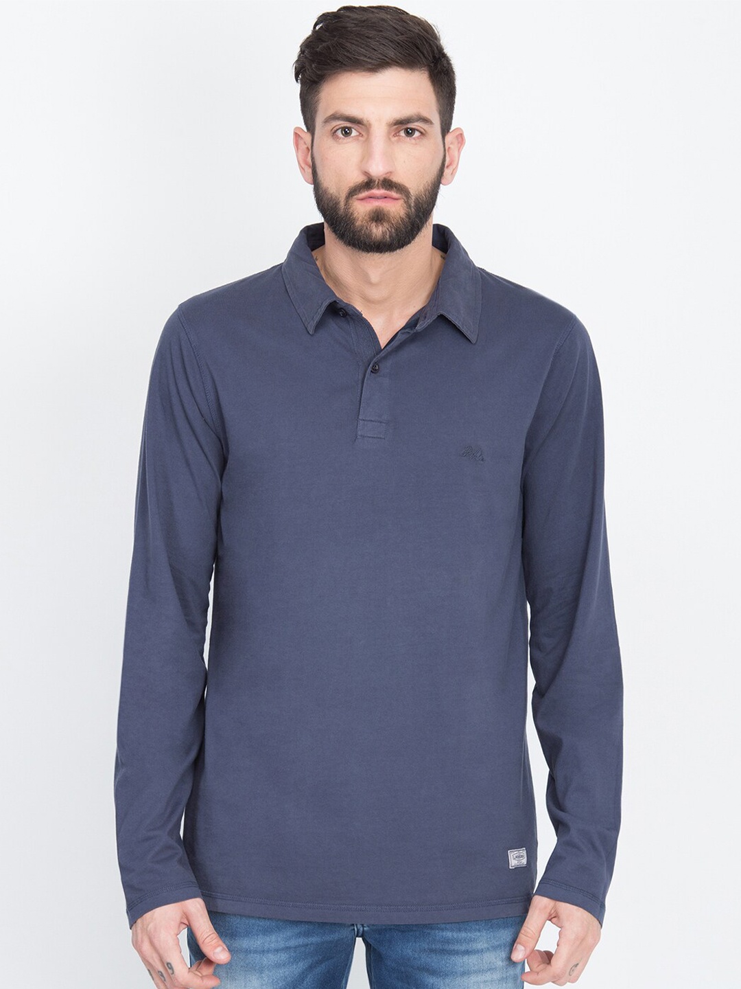 

LINDBERGH Men Blue Polo Collar Slim Fit T-shirt