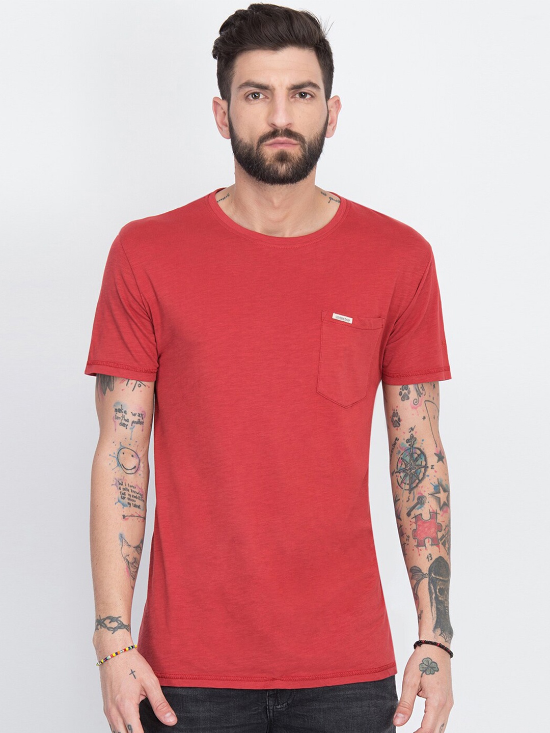 

LINDBERGH Men Red Slim Fit T-shirt