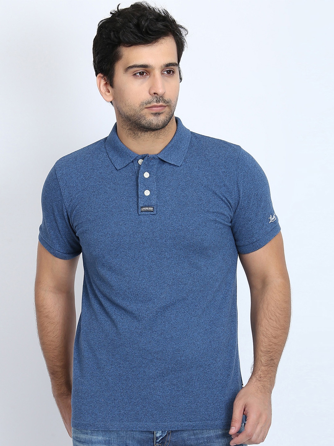 

LINDBERGH Men Blue Polo Collar Slim Fit T-shirt