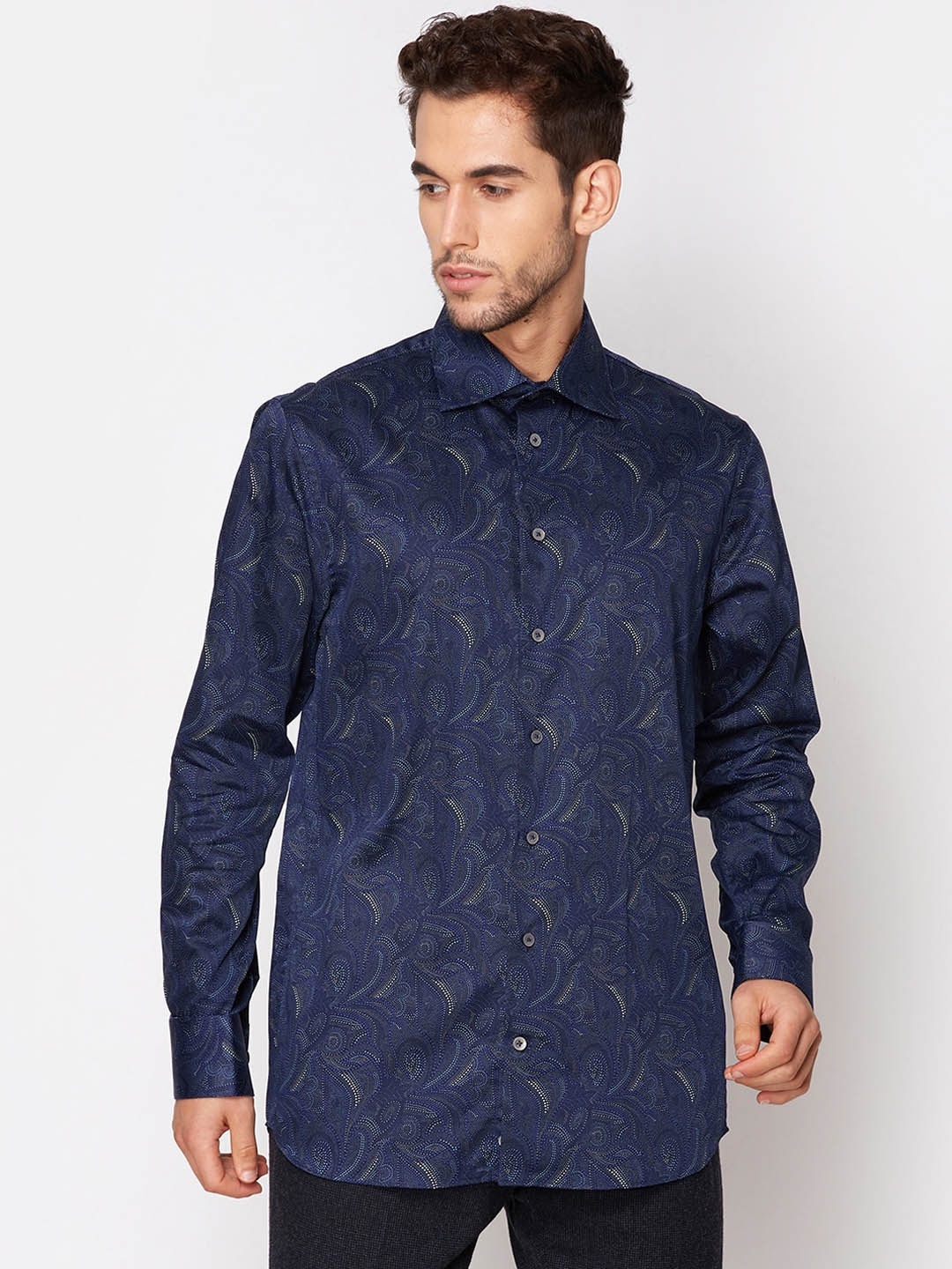 

Matinique Men Blue Slim Fit Printed Cotton Casual Shirt