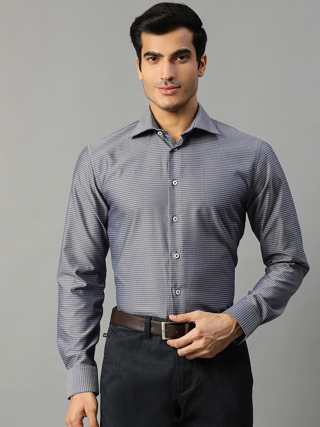 

Matinique Men Blue Slim Fit Printed Cotton Casual Shirt