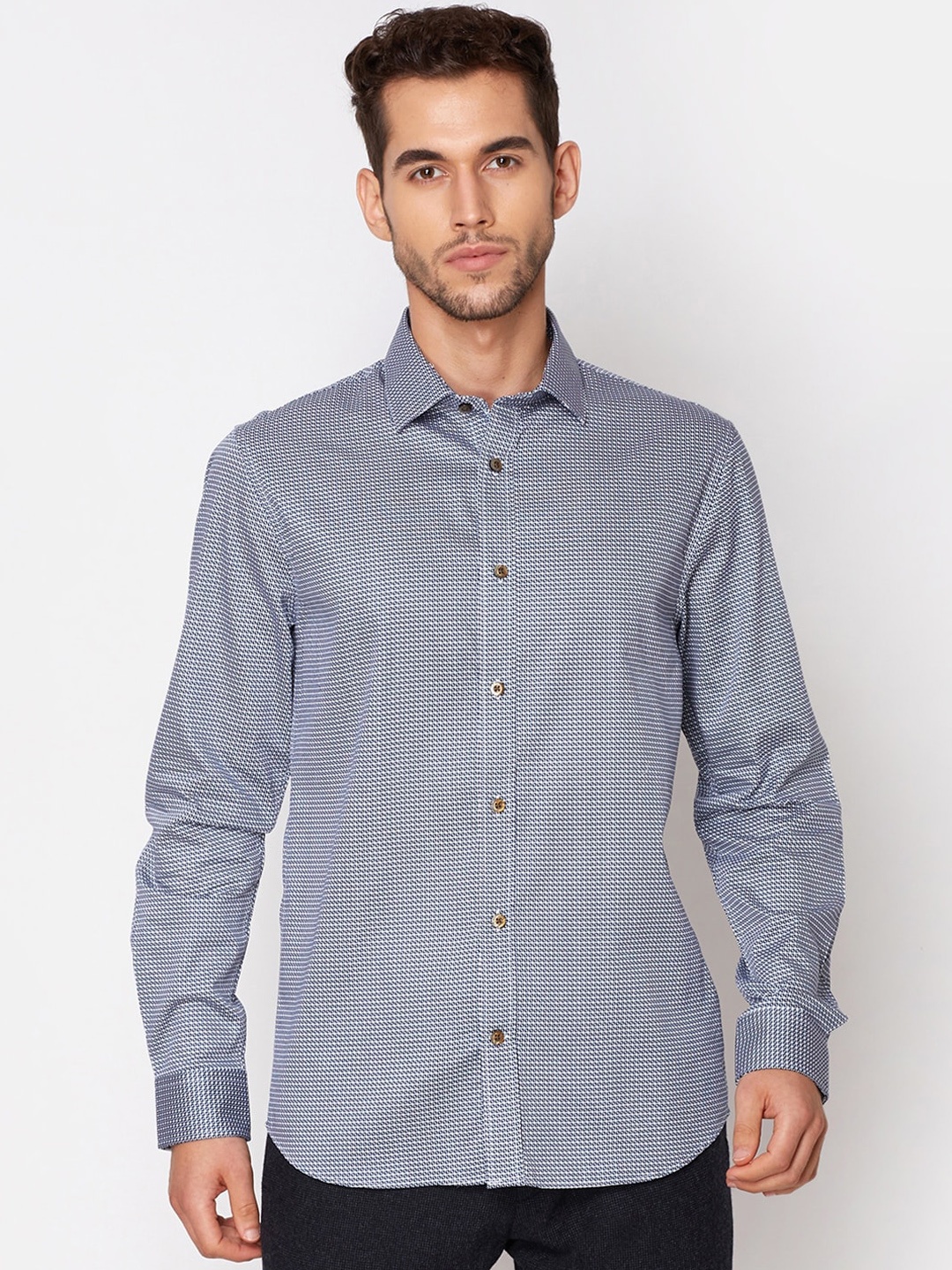

Matinique Men Blue Slim Fit Printed Cotton Casual Shirt