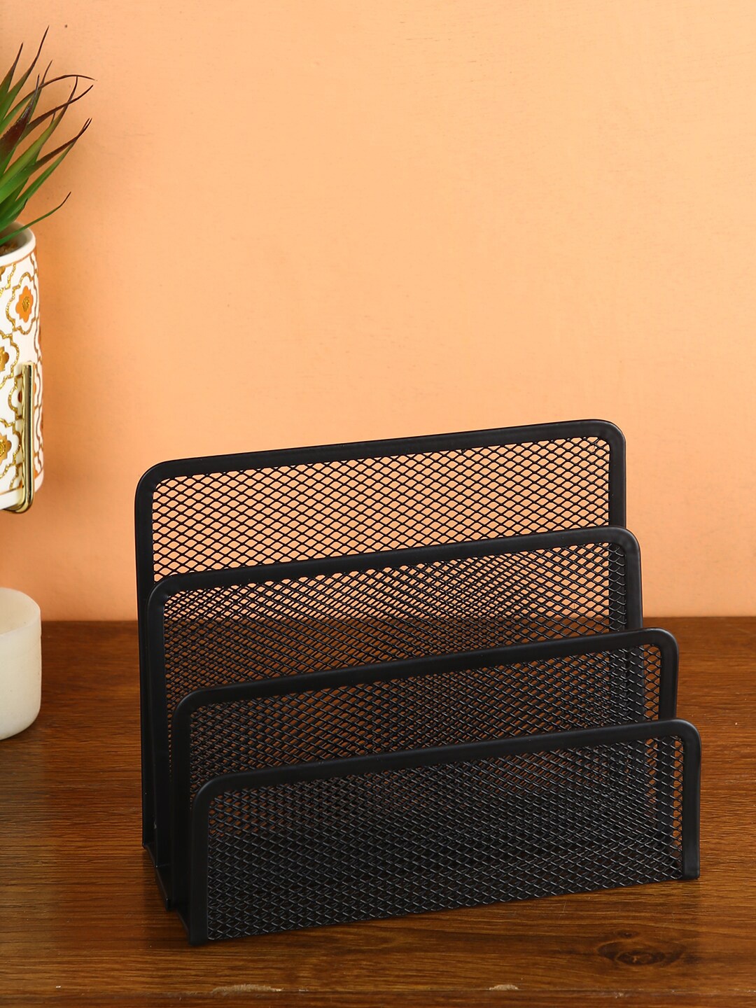 

House Of Accessories Black Solid Desk Organiser