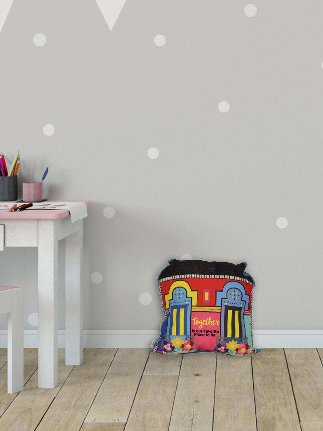 

Sivya Red & Yellow Happy Home Printed Stuffed Cushion