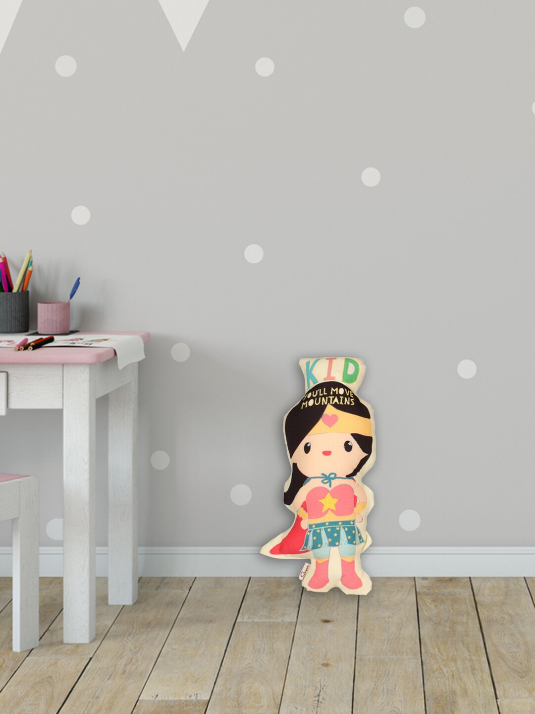 

Sivya Yellow & Pink Super Girl Printed Stuffed Cushion