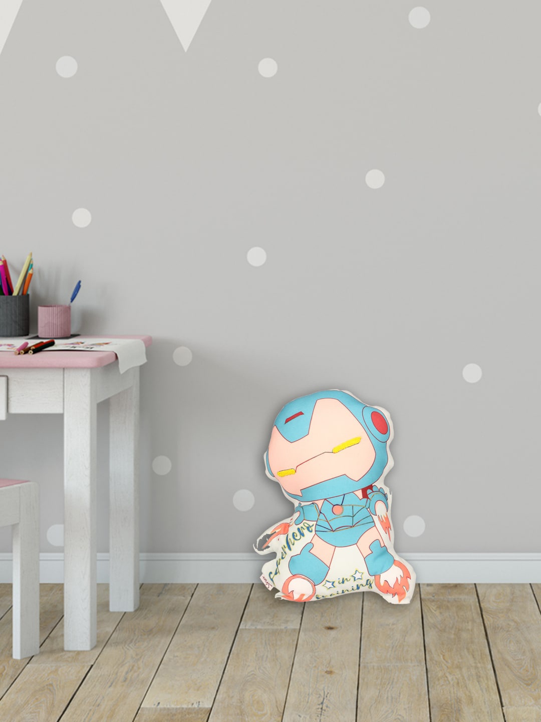 

Sivya Blue & Pink Super Hero Printed Stuffed Cushion