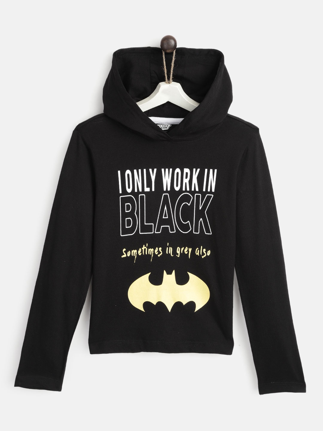 

YK Justice League Boys Black & White Pure Cotton Batman Print T-shirt