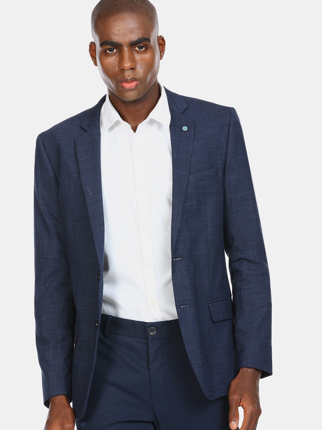 

Arrow Men Blue Printed Zero Calorie Slim-Fit Single-Breasted Formal Blazer