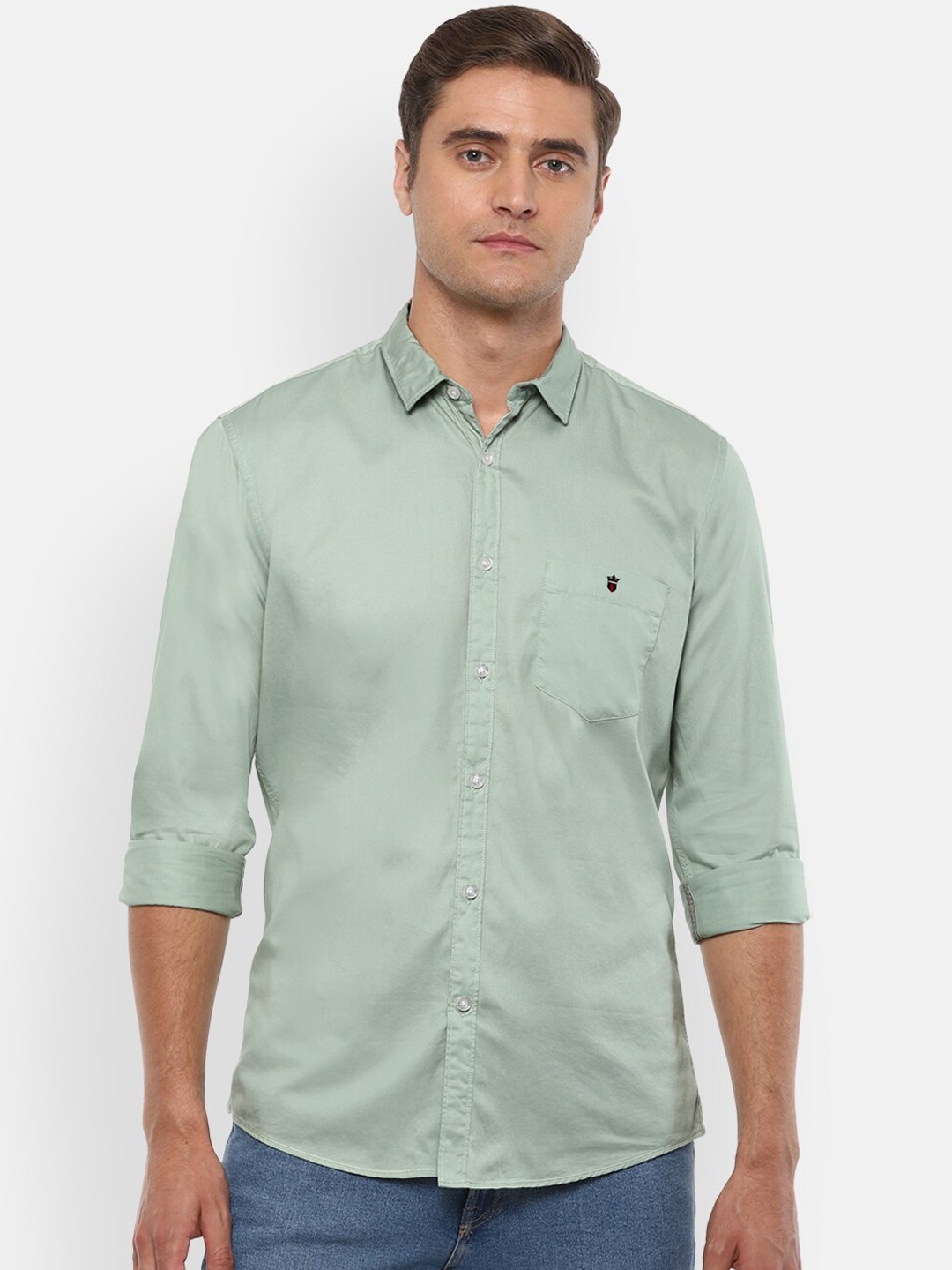 

Louis Philippe Jeans Men Green Slim Fit Pure Cotton Casual Shirt