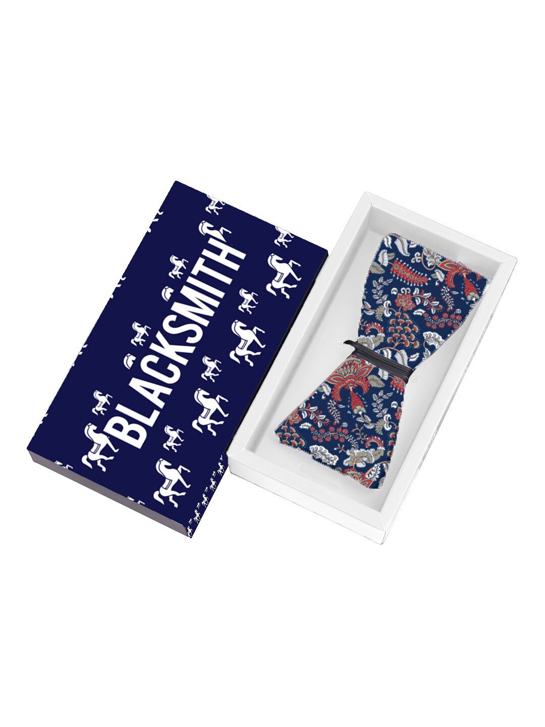 

Blacksmith Men Navy Blue & Red Printed Bow Tie