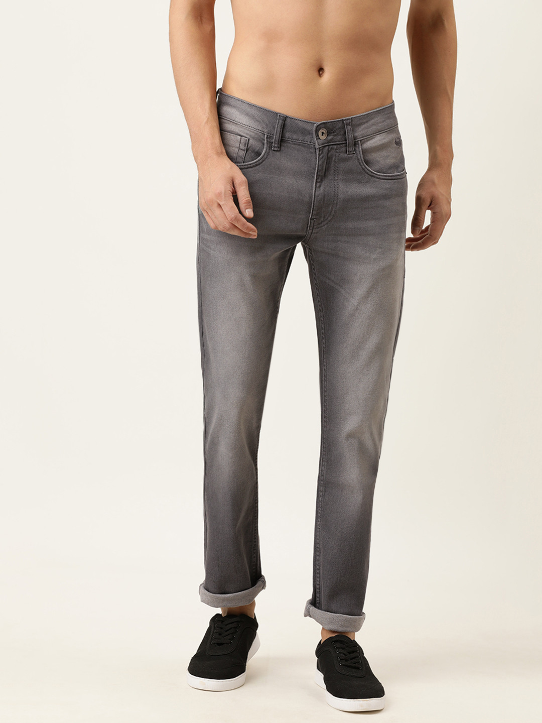 

Flying Machine Men Grey Micheal Slim Tapered Fit Light Fade Stretchable Jeans