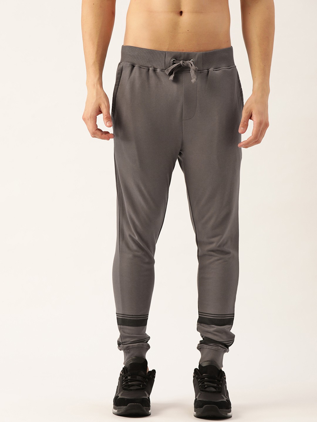 

Flying Machine Men Charcoal Grey Pure Cotton Joggers