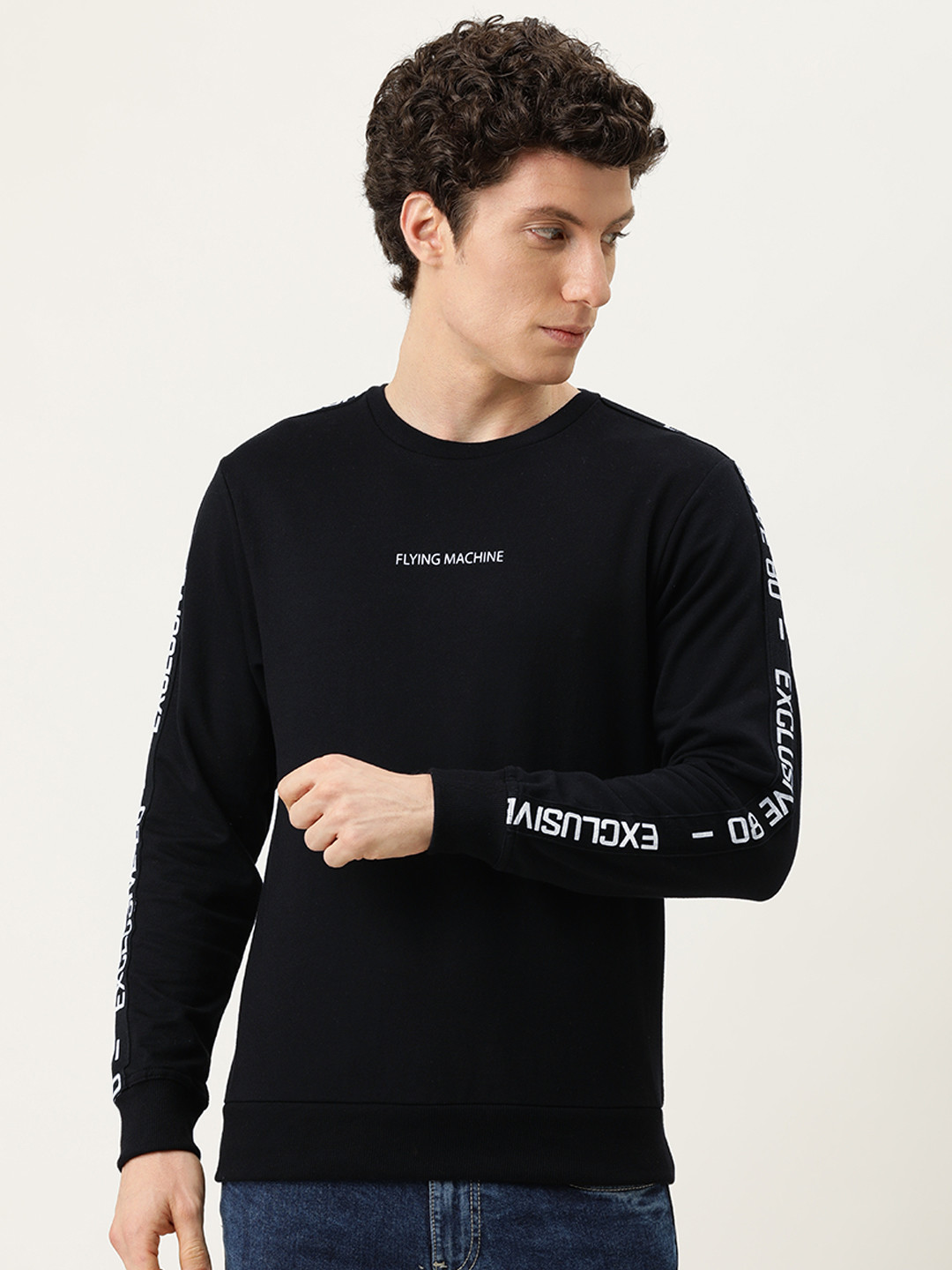 

Flying Machine Men Black Side Tape Sweatshirt