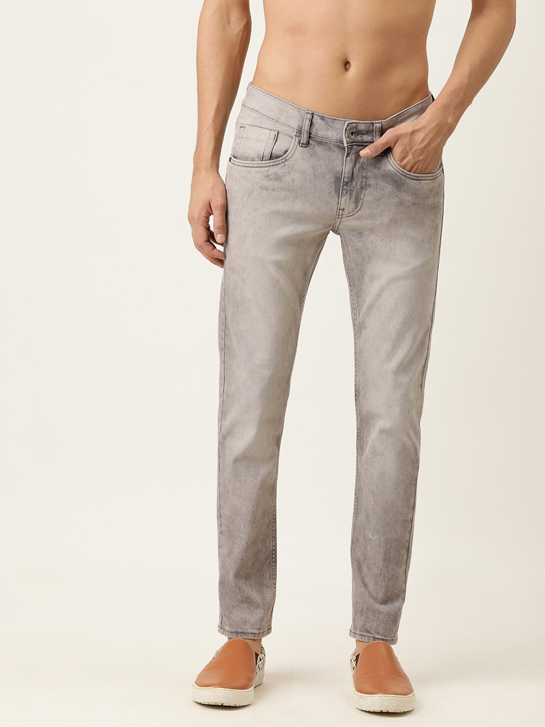 

Flying Machine Men Grey Jackson Skinny Fit Low-Rise Light Fade Stretchable Jeans