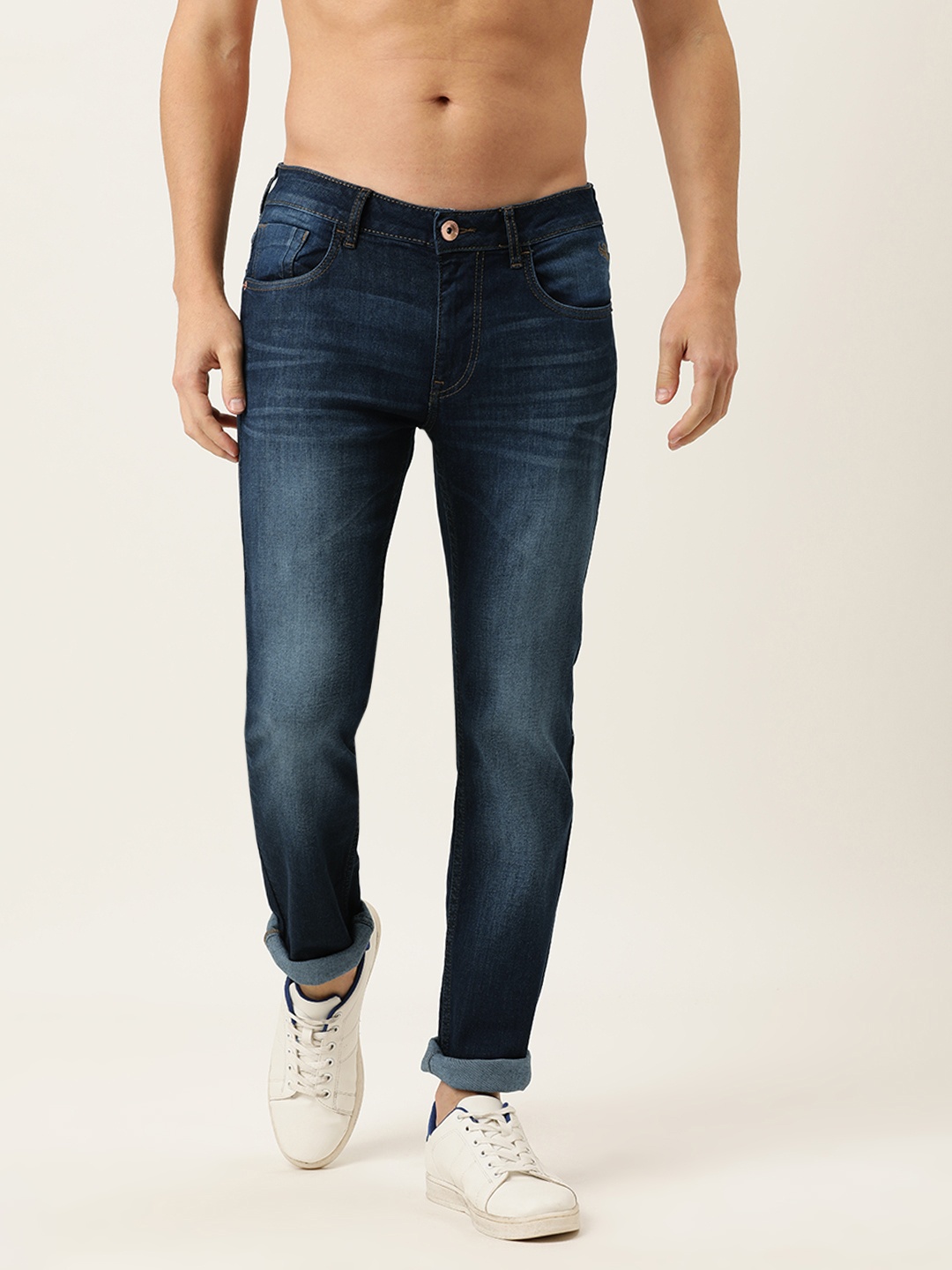 

Flying Machine Men Navy Blue Slim Fit Heavy Fade Stretchable Jeans
