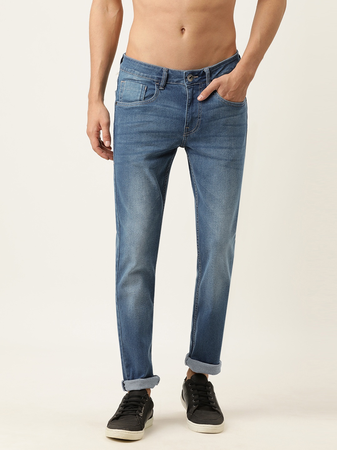 

Flying Machine Men Blue Jackson Skinny Fit Low-Rise Heavy Fade Stretchable Jeans