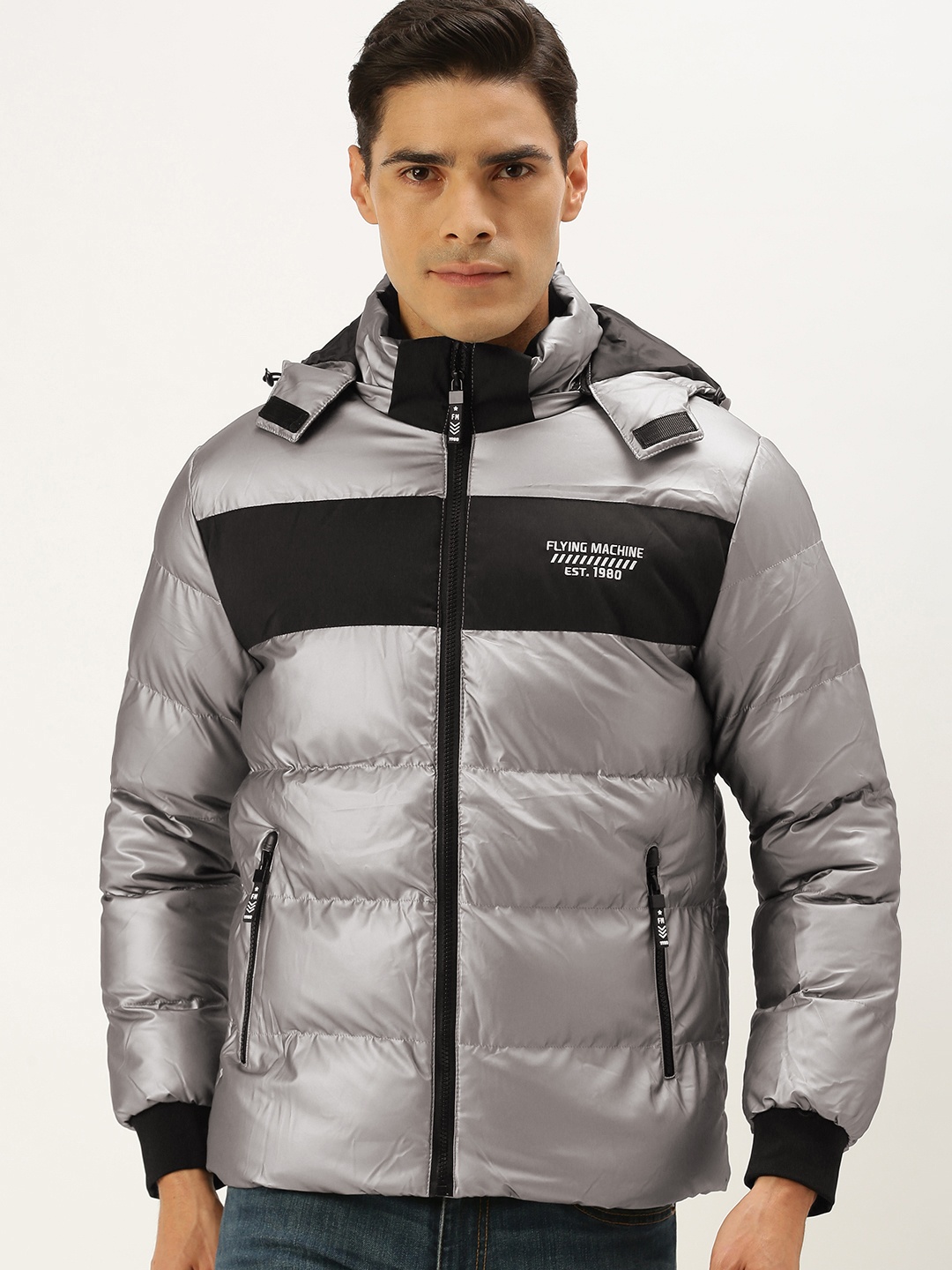 

Flying Machine Men Silver-Toned Puffer Jacket