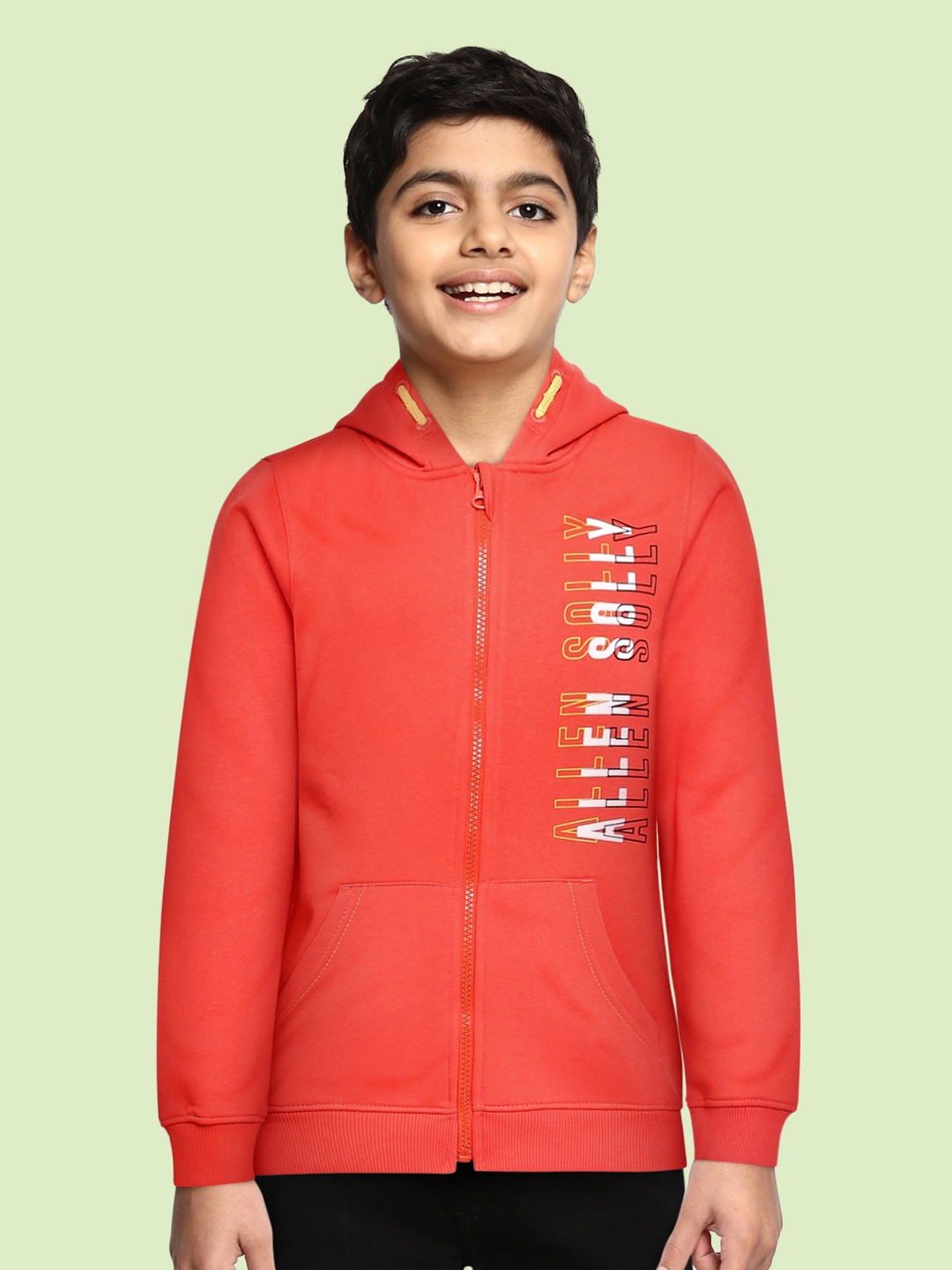 

Allen Solly Junior Boys Orange Printed Hooded Sweatshirt