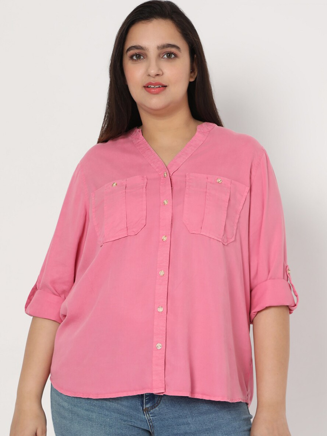 

VERO MODA CURVE Women Pink Casual Shirt