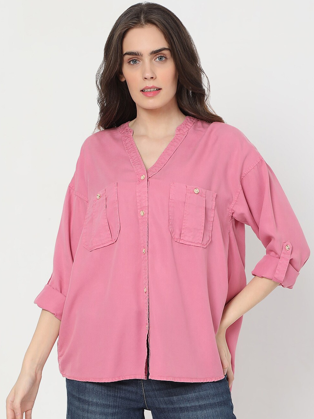 

Vero Moda Women Pink Casual Shirt