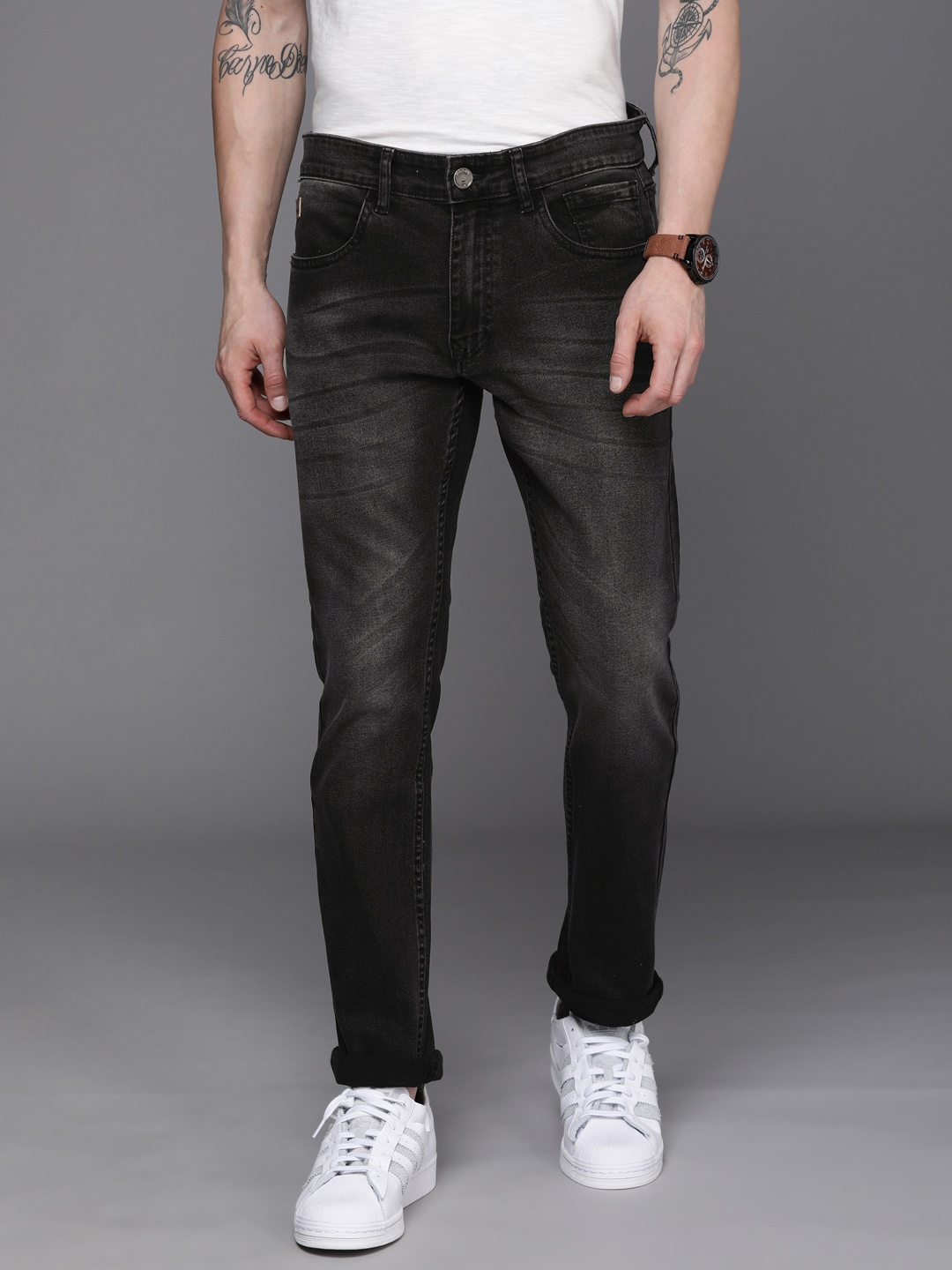 

WROGN Men Black Slim Fit Light Fade Stretchable Jeans