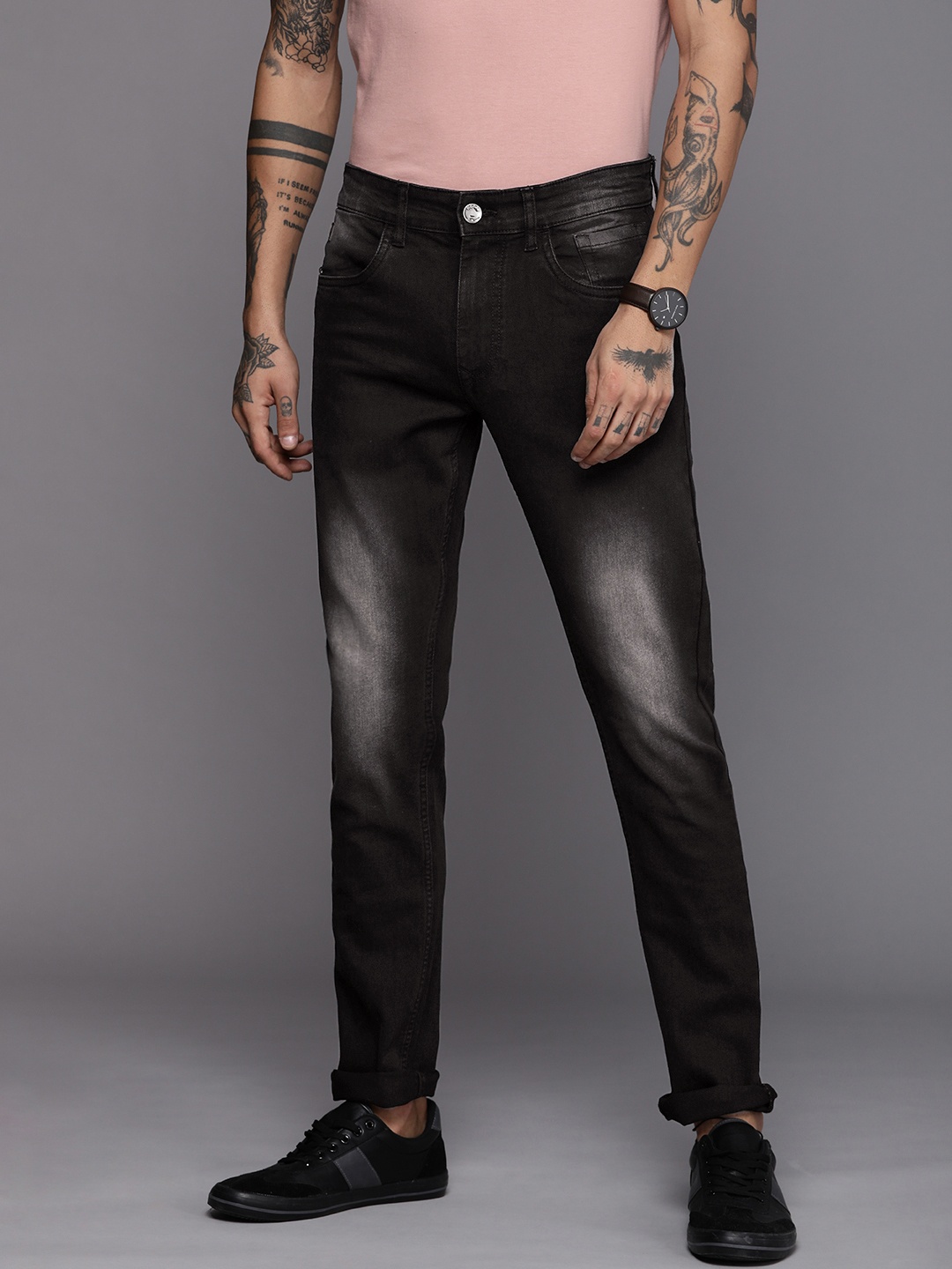 

WROGN Men Black Slim Fit Light Fade Stretchable Jeans