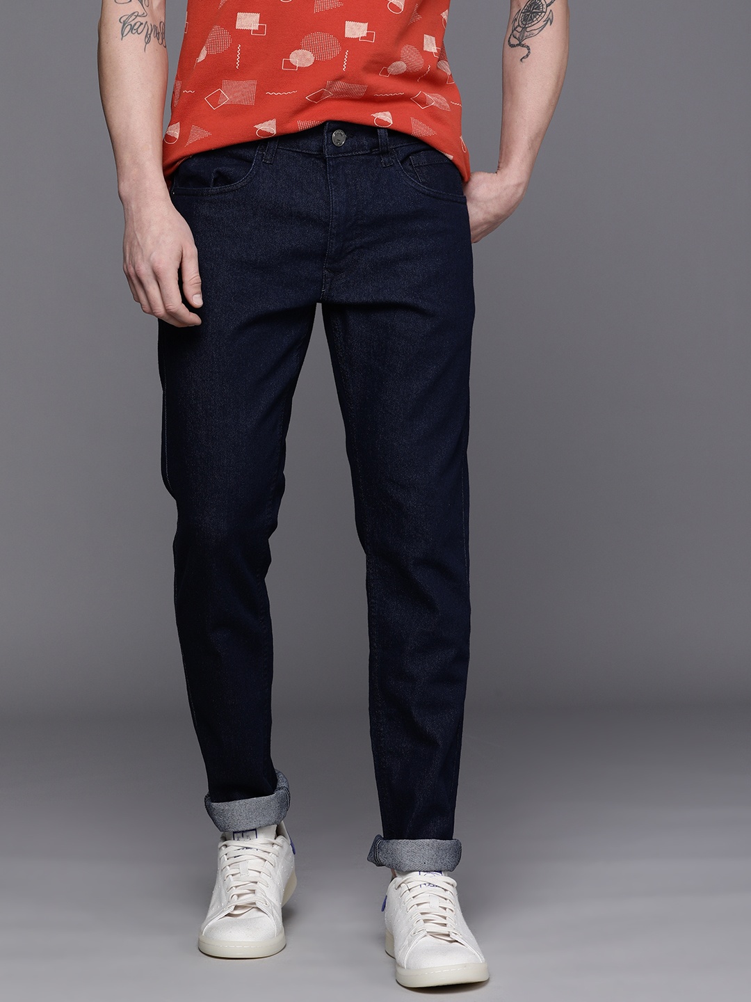 

WROGN Men Blue Skinny Fit Mid-Rise Stretchable Jeans