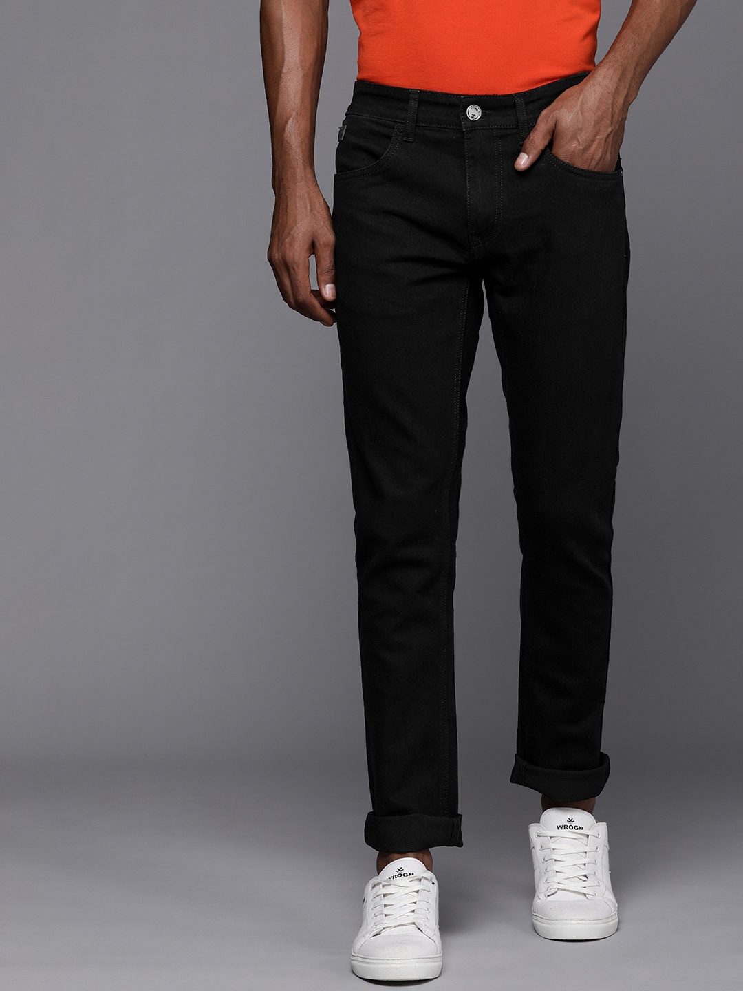 

WROGN Men Black Slim Fit Mid Rise Stretchable Jeans