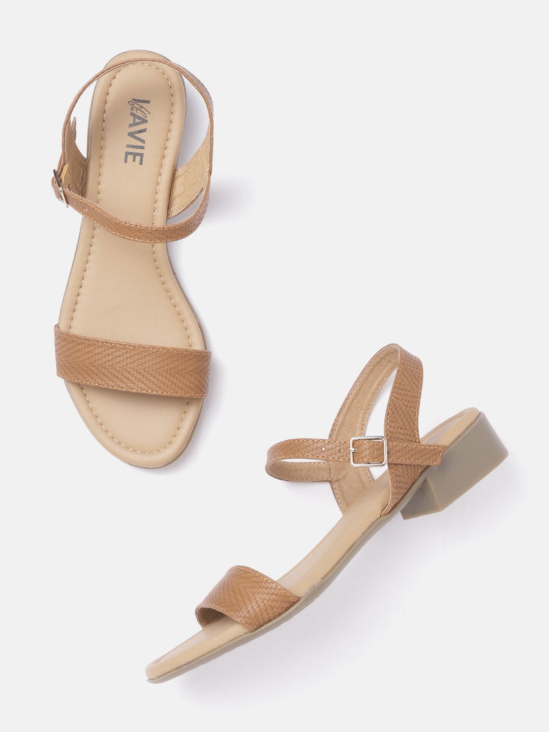 

Lavie Women Brown Textured Open Toe Flats
