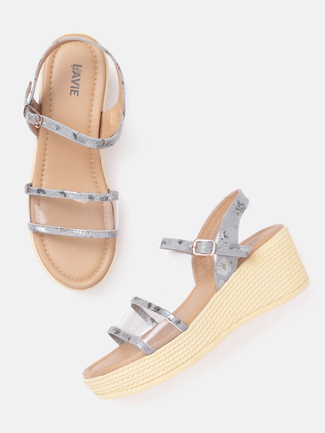 

Lavie Transparent & Grey Printed Wedges
