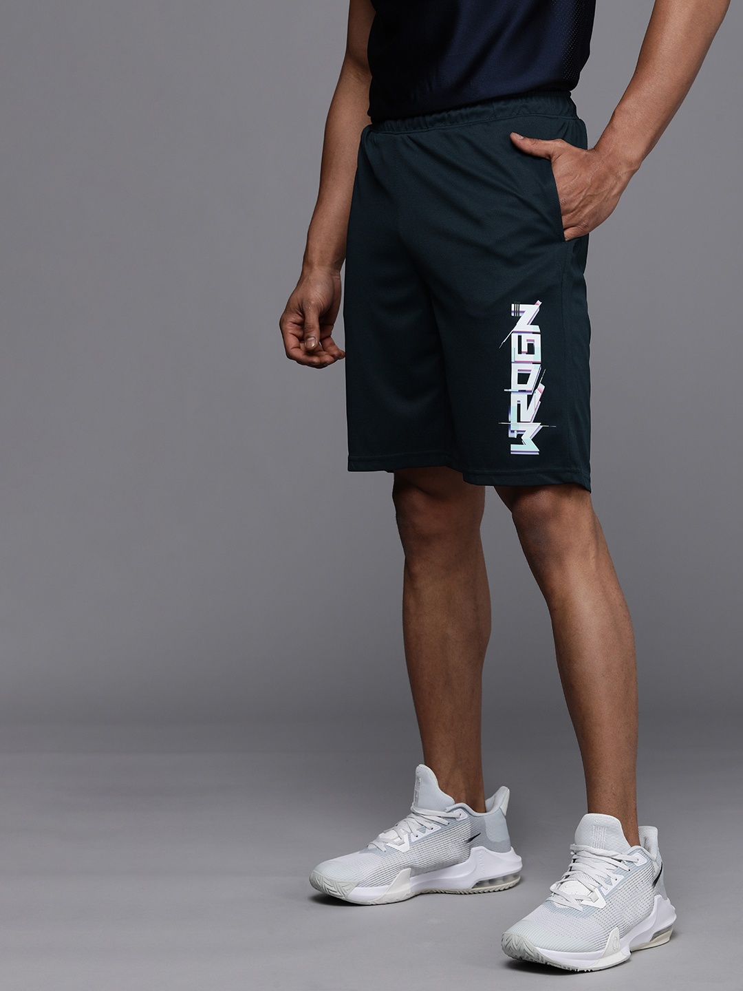 

WROGN ACTIVE Men Navy Blue & White Printed Shorts