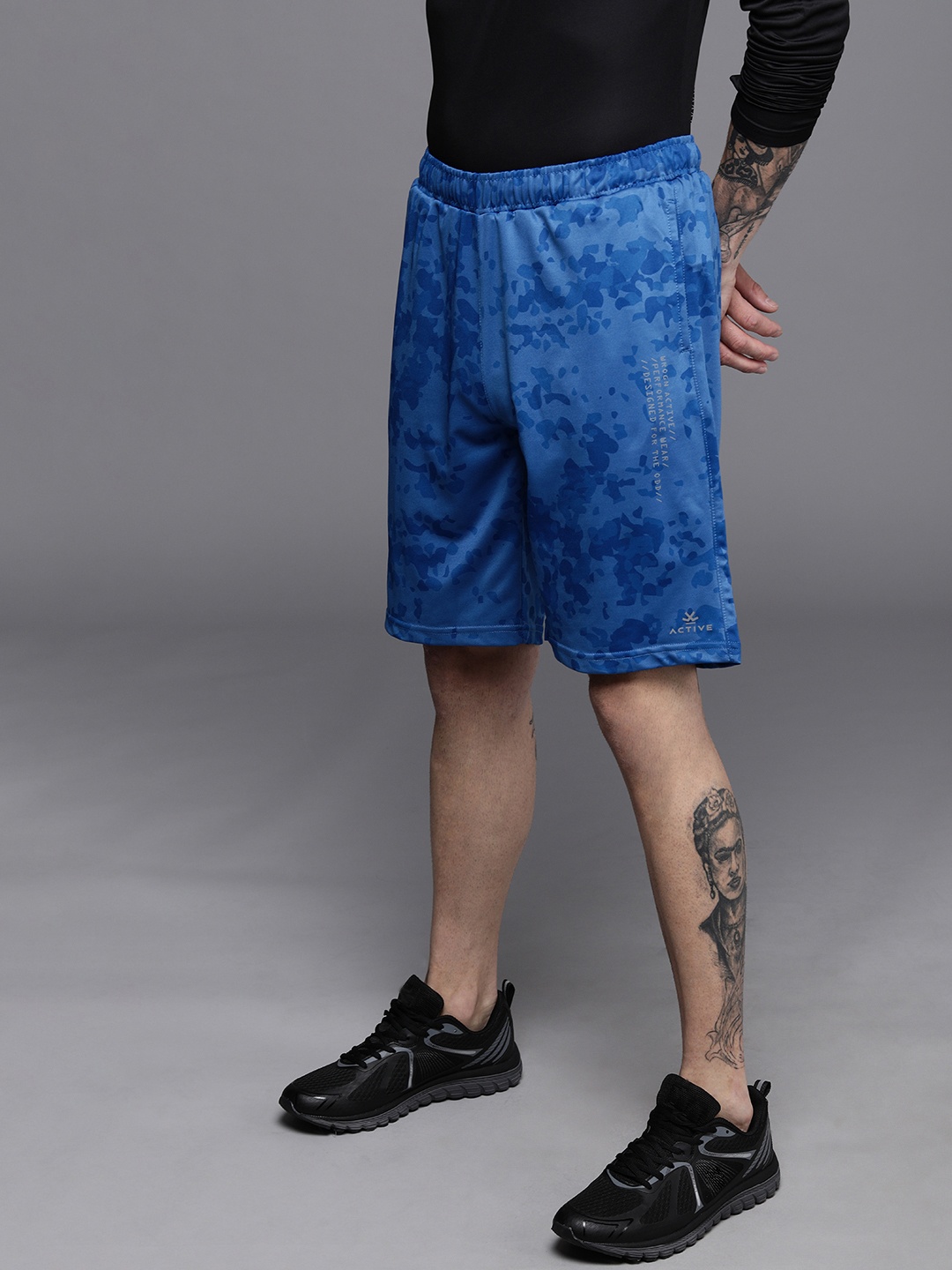 

WROGN ACTIVE Men Blue Printed Sports Shorts