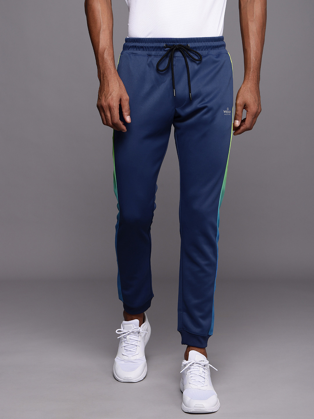 

WROGN ACTIVE Men Navy Blue Slim Fit Side Striped Joggers