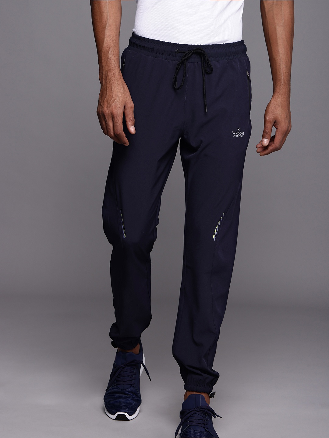 

Wrogn Active Men Navy Blue Solid Regular Fit Joggers Track Pant