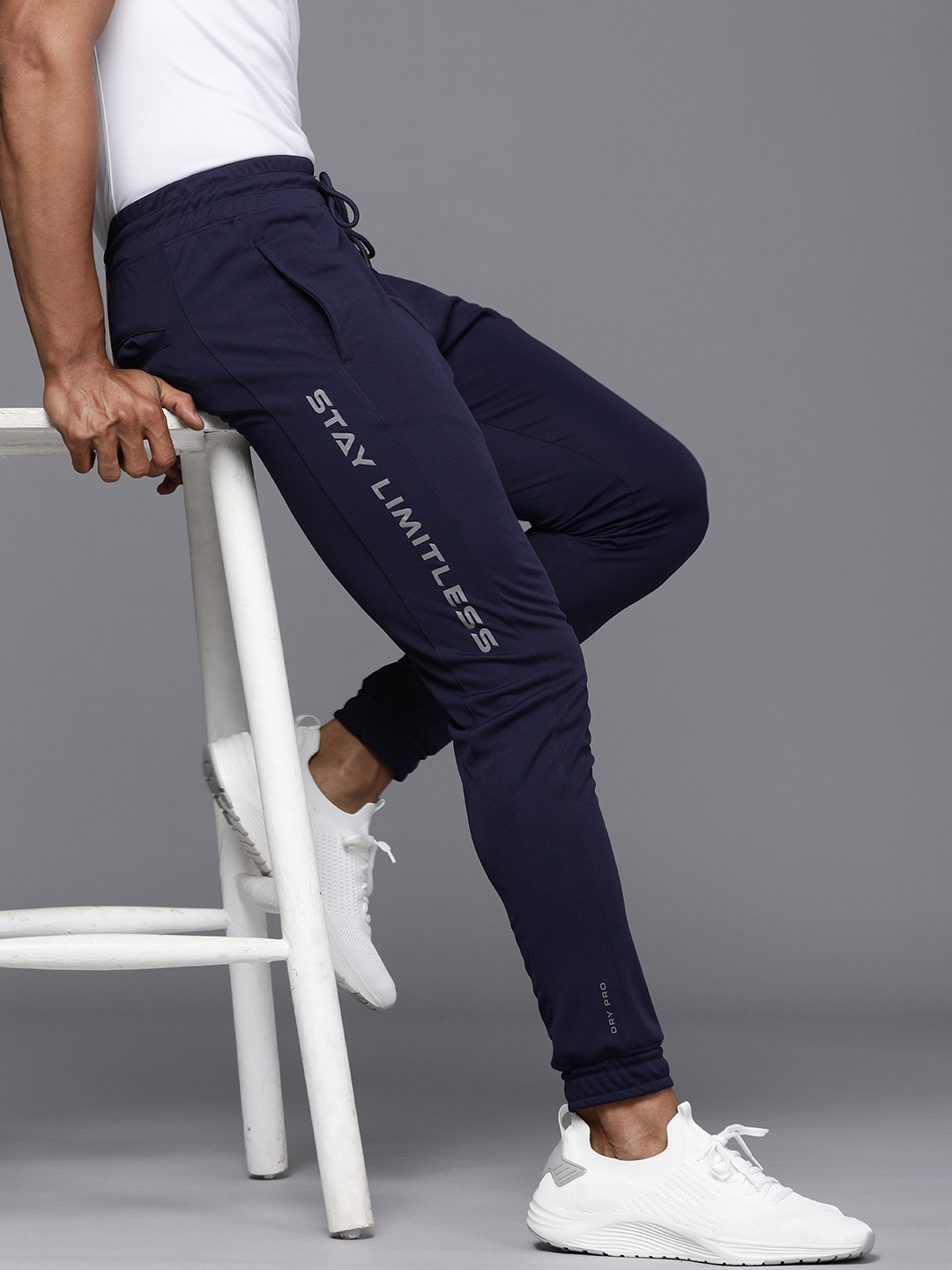 

WROGN ACTIVE Men Navy Blue & Grey Printed Joggers