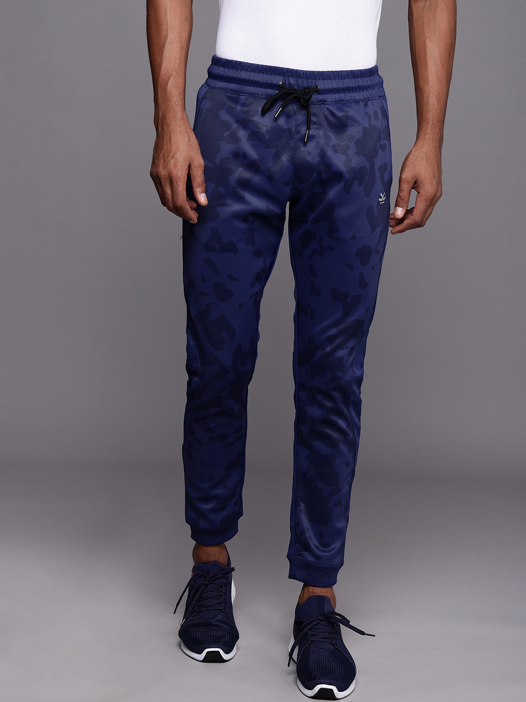

Wrogn Active Men Navy Blue Colourblocked Slim Fit Joggers Track Pant