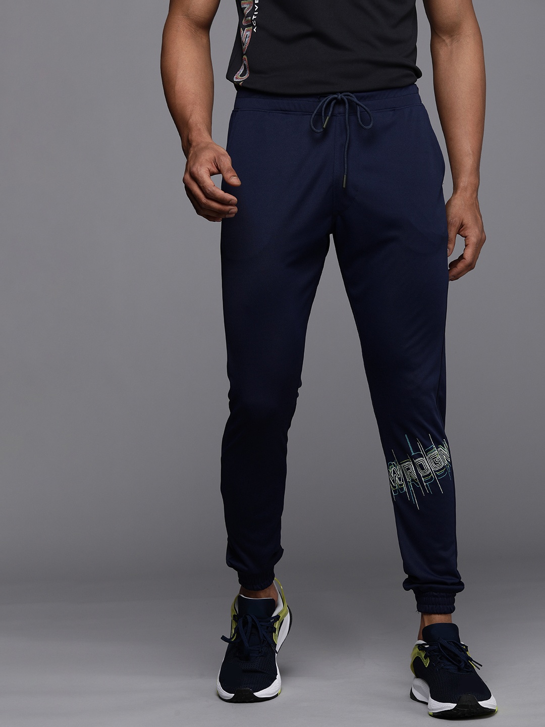 

WROGN ACTIVE Men Navy Blue Brand Logo Printed Slim Fit Jogger