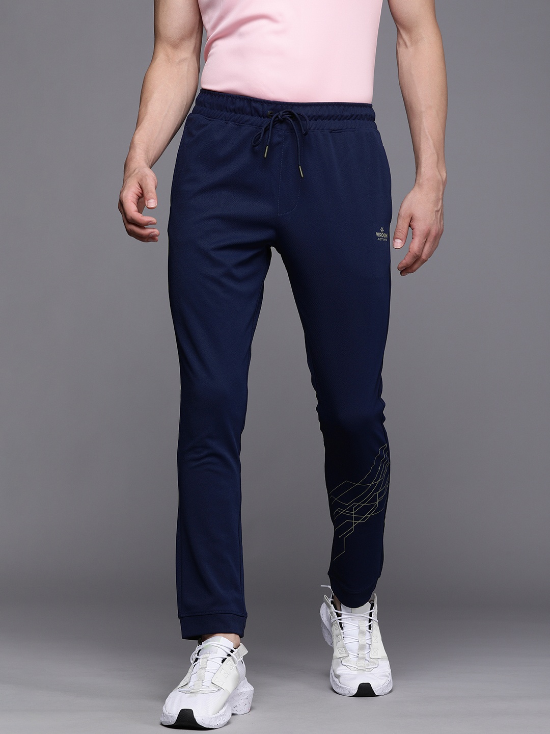 

WROGN ACTIVE Men Navy Blue Printed Straight Fit Joggers