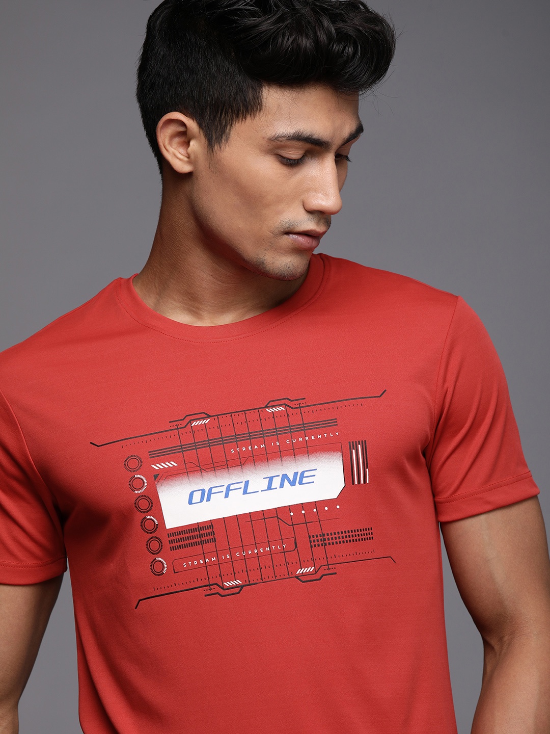 

WROGN ACTIVE Men Red Typography Printed Slim Fit T-shirt