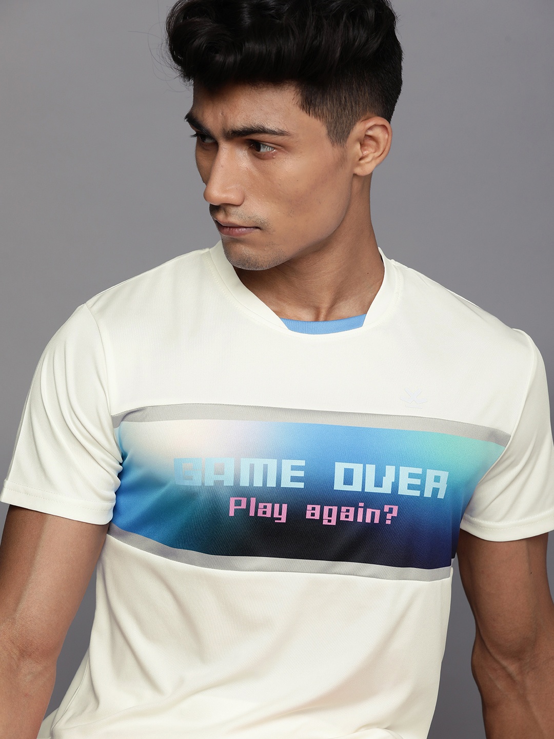 

WROGN ACTIVE Men White Typography Printed Slim Fit T-shirt