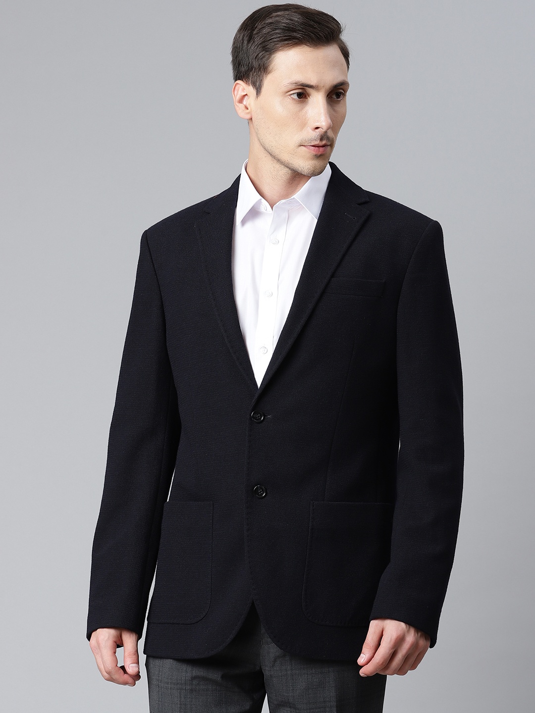 

Marks & Spencer Men Navy Blue Regular Fit Solid Formal Blazer