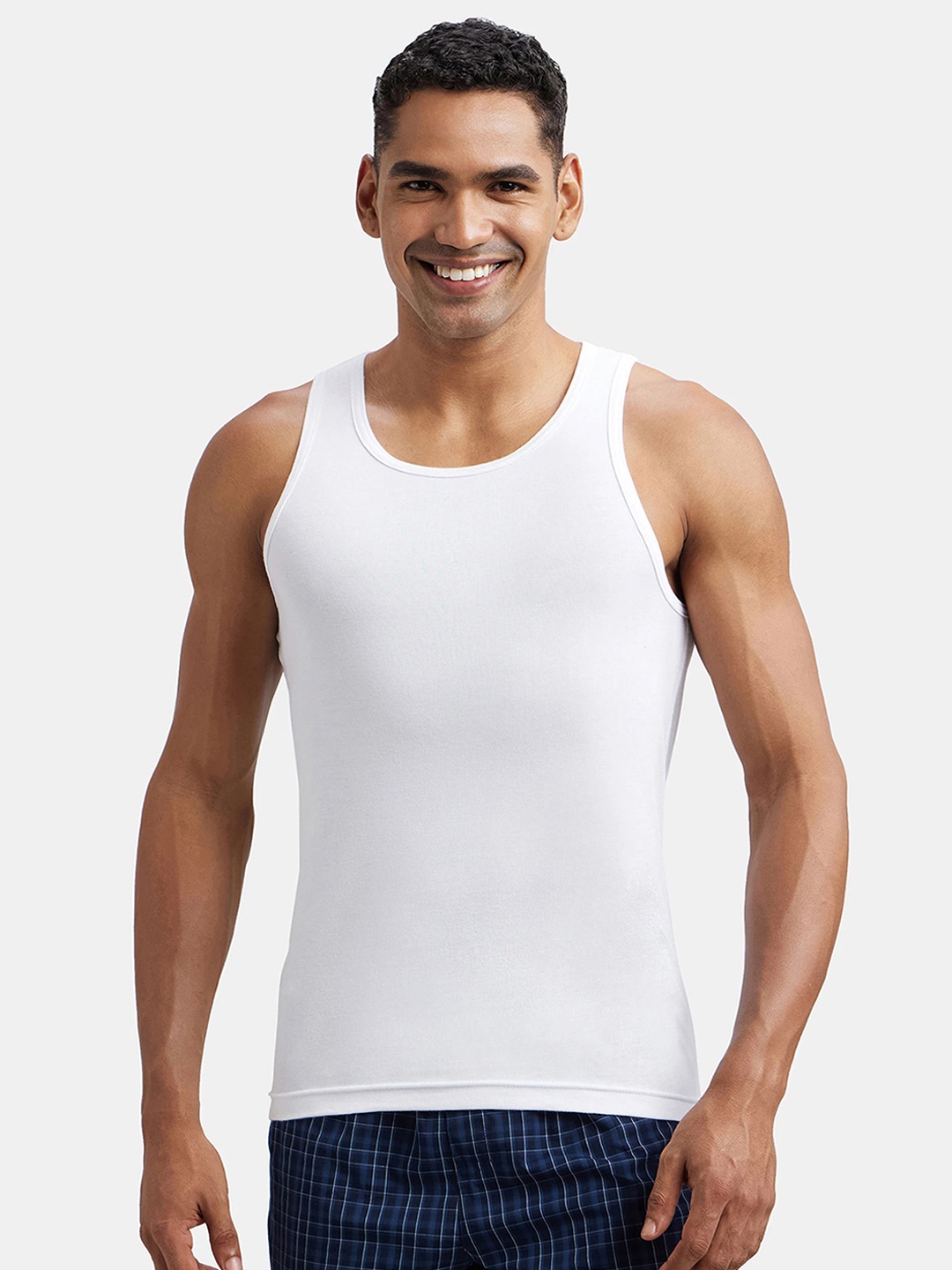 

Jockey Men Cotton Round Neck Sleeveless Innerwear Vest FP04, White