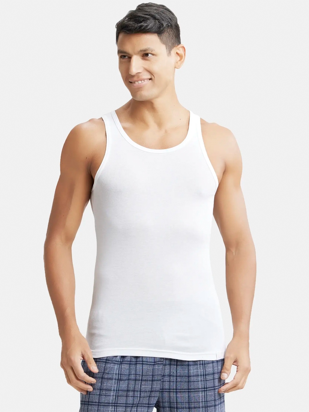 

Jockey Tencel Micro Modal Rib Sleeveless Vest with Extended Length for Easy Tuck-IC13, White