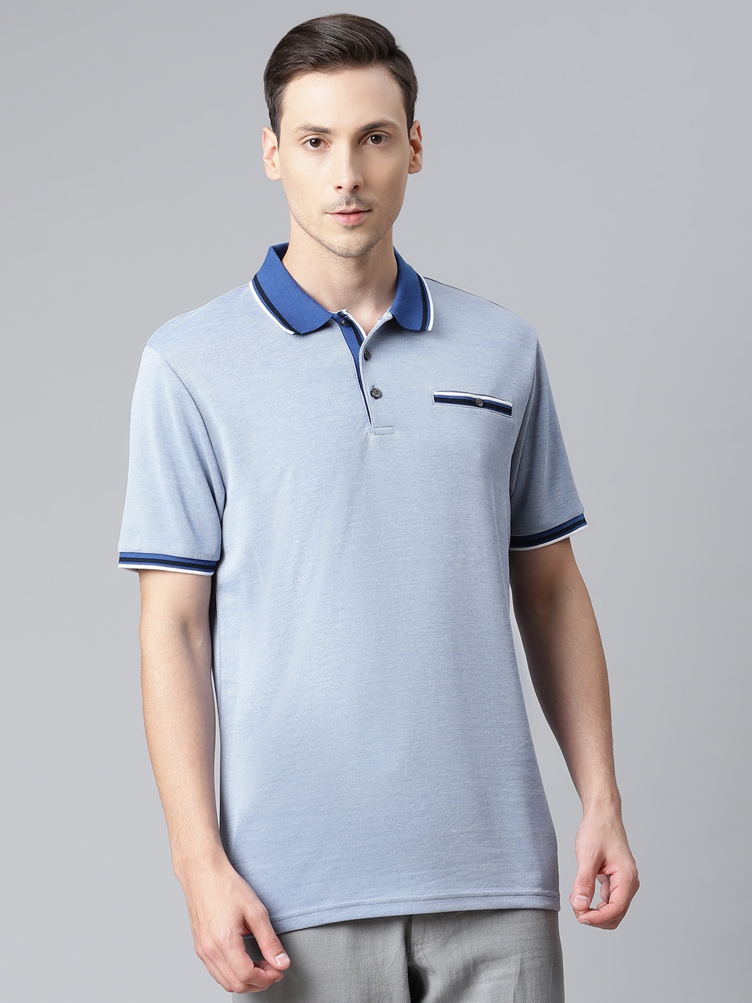 

Marks & Spencer Men Blue Polo Collar T-shirt