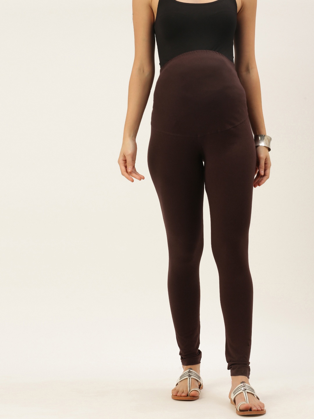 

Blush 9 Maternity Women Coffee Brown Over The Bump Churidar Leggings