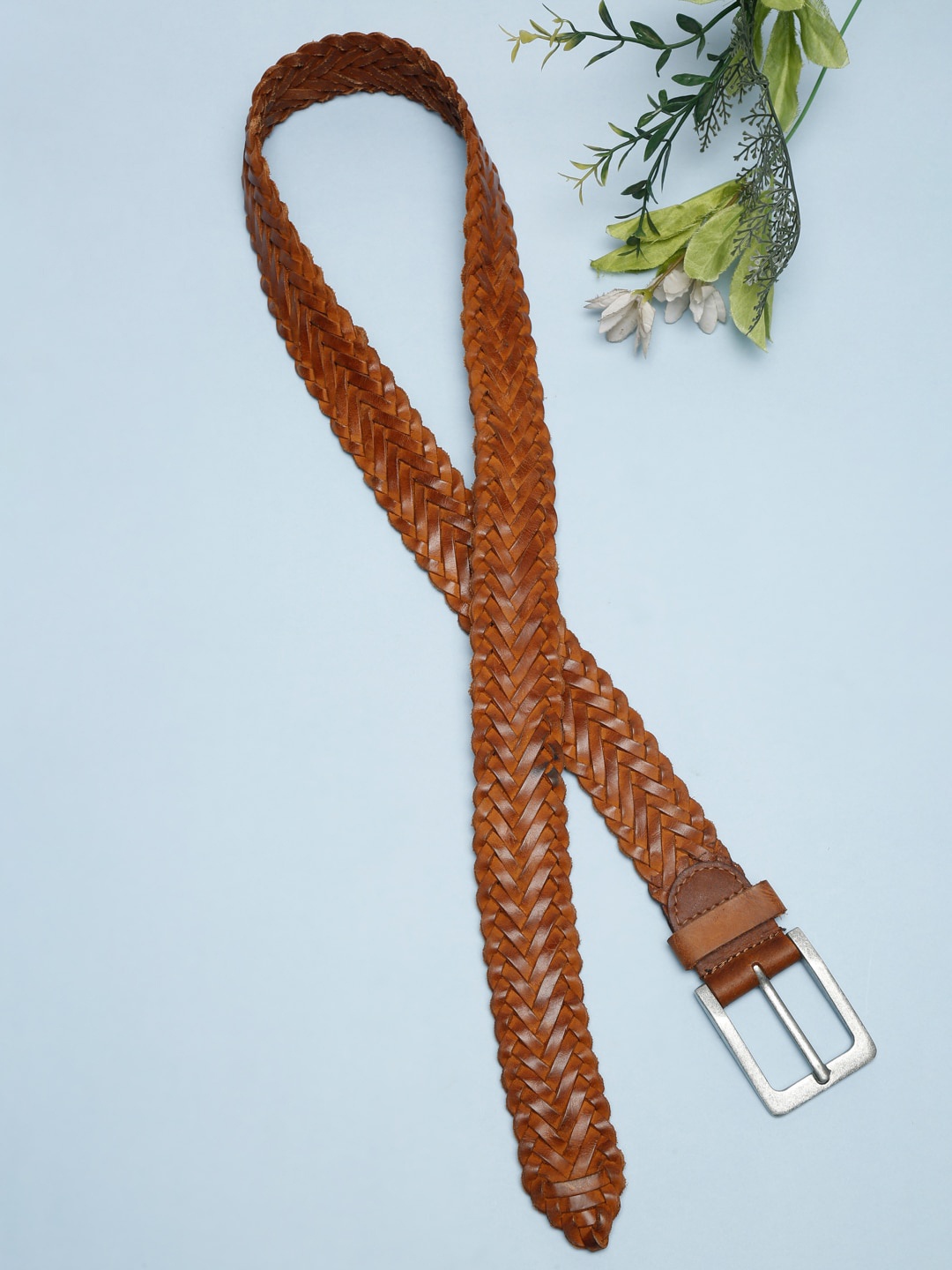 

Teakwood Leathers Men Brown Braided Belt